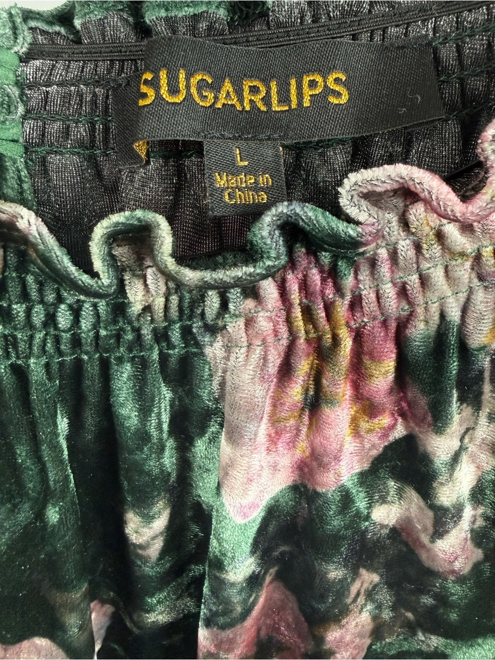 Sugarlips Sharon Floral Velvet Drape Sleeve Top Romantic Size Large - Picture 5 of 7